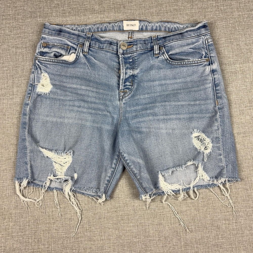 Hudson Denim Shorts Womens 29 Blue Riley Distressed Cutoff Frayed Hem Casual